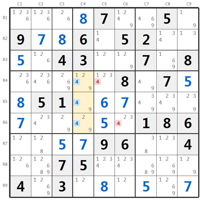 Sudoku Claiming Voorbeeld
