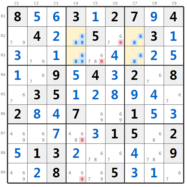 Unique Rectangle Type 2 Voorbeeld