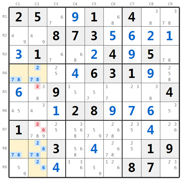 Unique Rectangle Type 3 Voorbeeld
