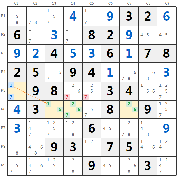 WXYZ-Wing Voorbeeld 1